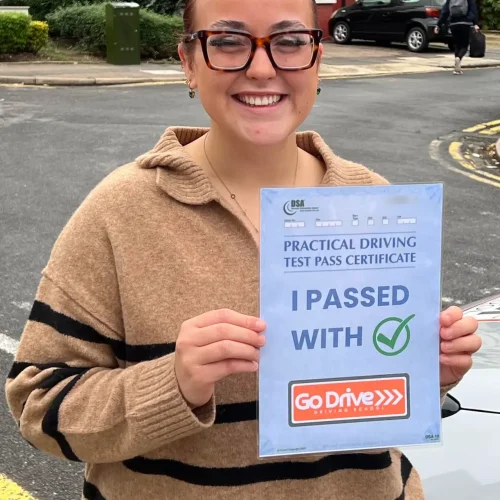 image of a learner who passed their driving test in Southend with Go Drive Driving School