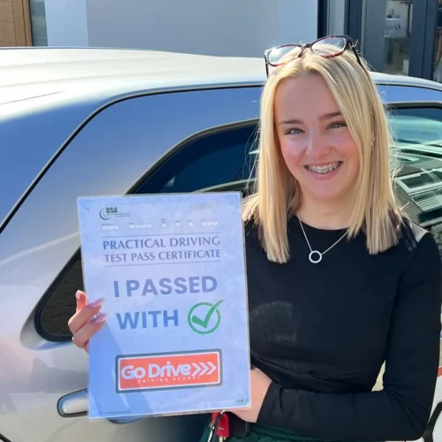 image of a learner who passed their driving test in Colchester with Go Drive Driving School