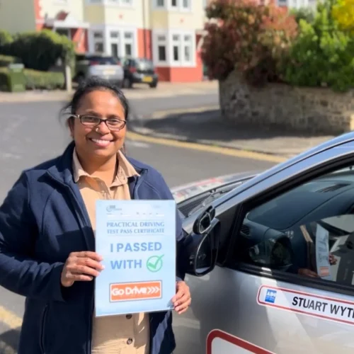 image of a learner who passed their driving test in Southend with Go Drive Driving School
